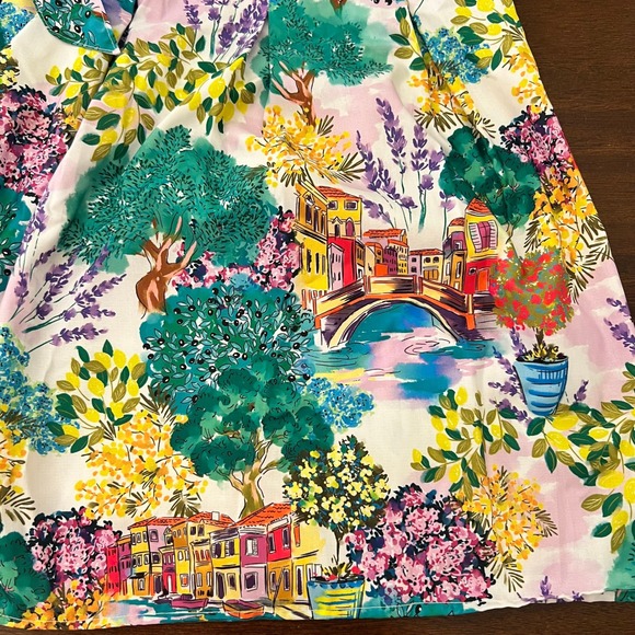 Deja Bleu Artsy Novelty Print Midi Skirt XS Art to Wear City Chic Colorful - Picture 7 of 10